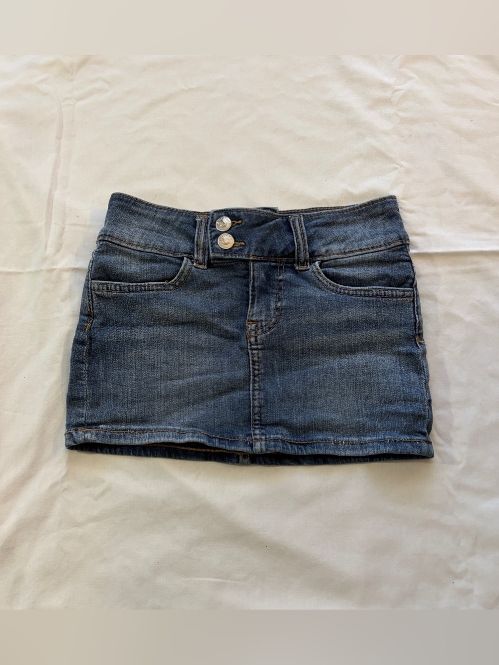 H&M Light Blue Denim Double-Button Mini Skirt